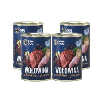 John Dog Berry Line Junior Hovězí a králičí s ostružinami 400g x 4