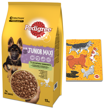 Pedigree Junior Maxi s kuřecím masem 15kg + poznámky s motivem psa ZDARMA