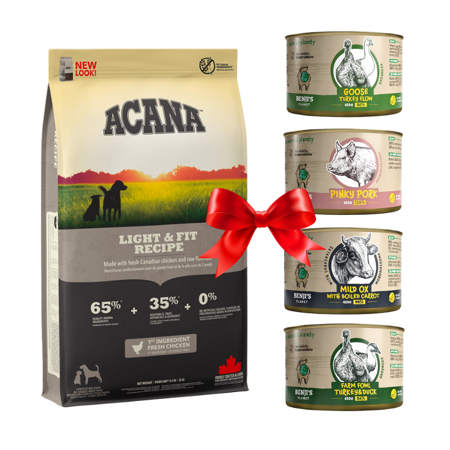 Acana Dog Adult Light and Fit 6kg + Benji's Planet Sada Degustační 4x410g