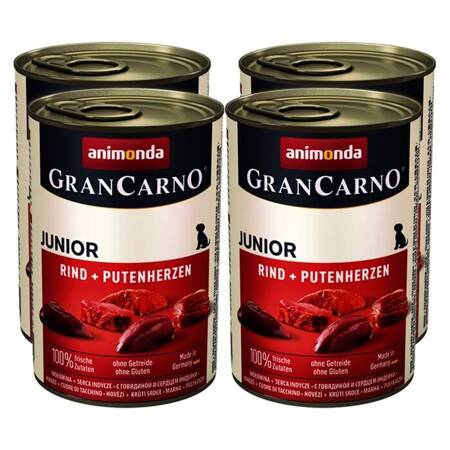 Animonda GranCarno Original Junior hovězí a krůtí srdce 400g x 4