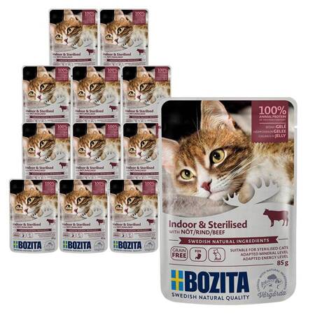 Bozita Feline Indoor & Sterilised hovězí maso v želé 85g x 12