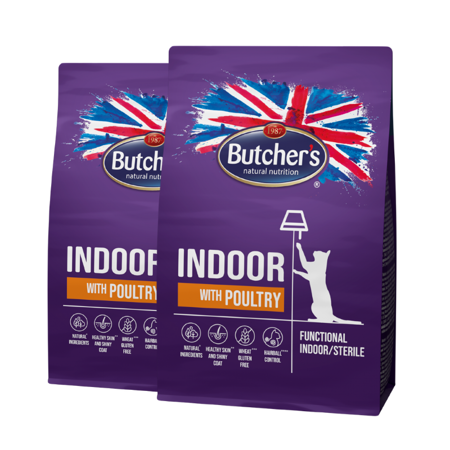 Butcher's Functional Cat Dry Junior Indoor s drůbeží 2x800g