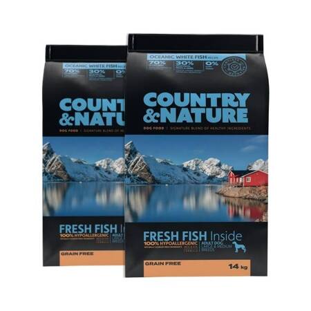 Country&Nature Adult Large/Medium bílá ryba 2x14kg