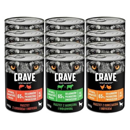 Crave Dog mix 3 příchutě 400g x 12