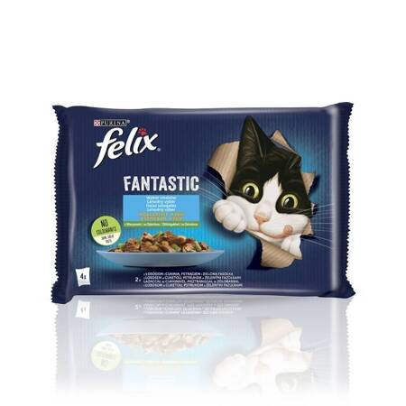 Felix Fantastic Adult v želé losos a pstruh se zeleninou 85 g x 4