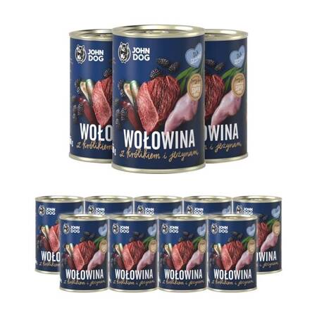 John Dog Berry Line Junior Hovězí a králičí s ostružinami 400g x 12