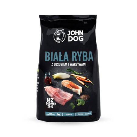 John Dog Premium Střední a velká plemena bílá ryba s lososem 3kg