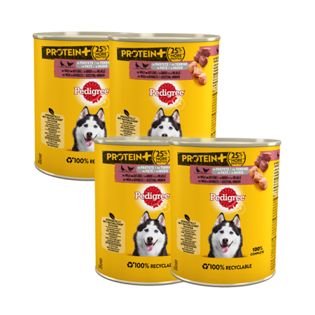 Pedigree Protein+ drůbež a zvěřina v paštice 800g x 4