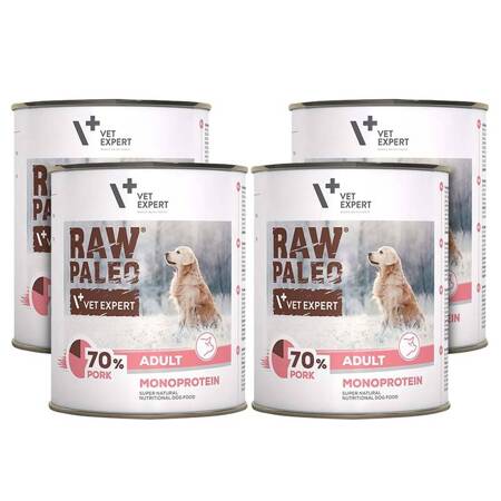 VetExpert Raw Paleo Adult Pork Monoprotein 800g x 4