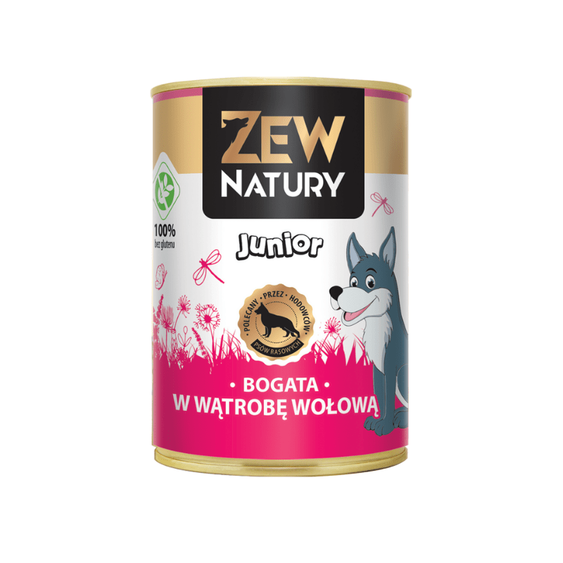 Zew Natury Junior 94% maso bohaté na hovězí játra 12x400g