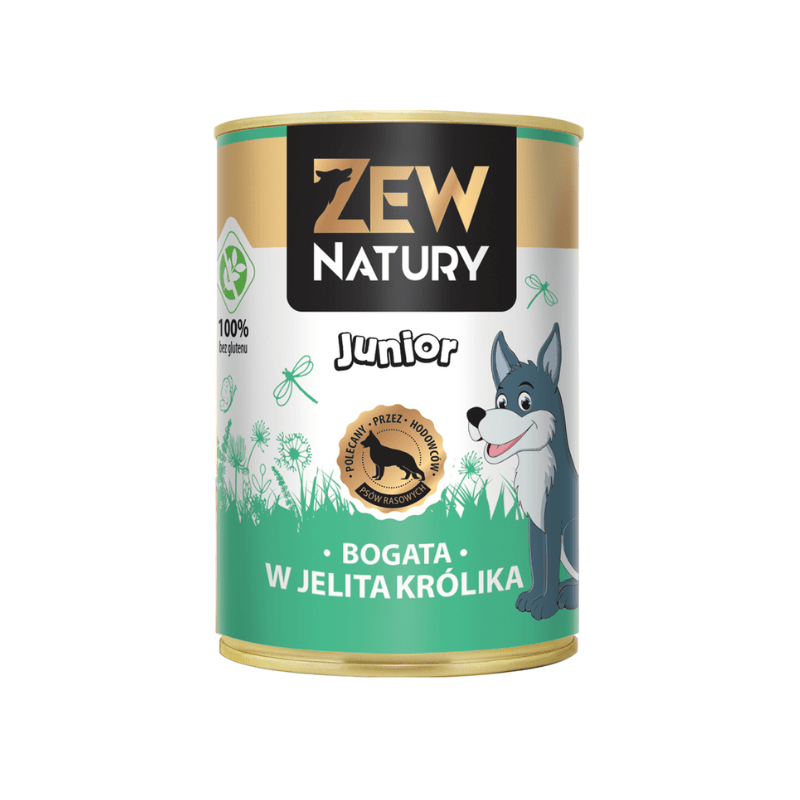 Zew Natury Junior 94% maso bohaté na králičí droby 12x400g