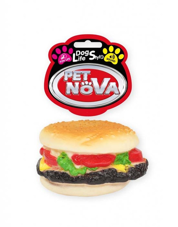 Pet Nova Gumová hračka Burger s pískáním 9cm