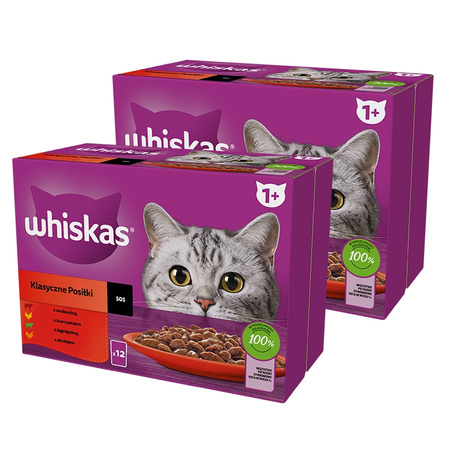 Whiskas Adult Klasická jídla v omáčce 85g x 24 (multipack x 2)