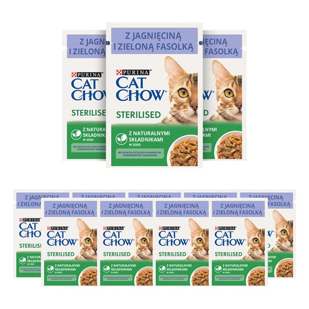 Cat Chow Sterilised jehněčí se zelenými fazolkami 85g x 12